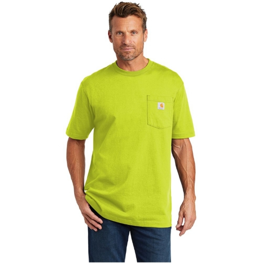 Carhartt Workwear Mens XL Heavyweight 100% Cotton Pocket Brite Lime Tee